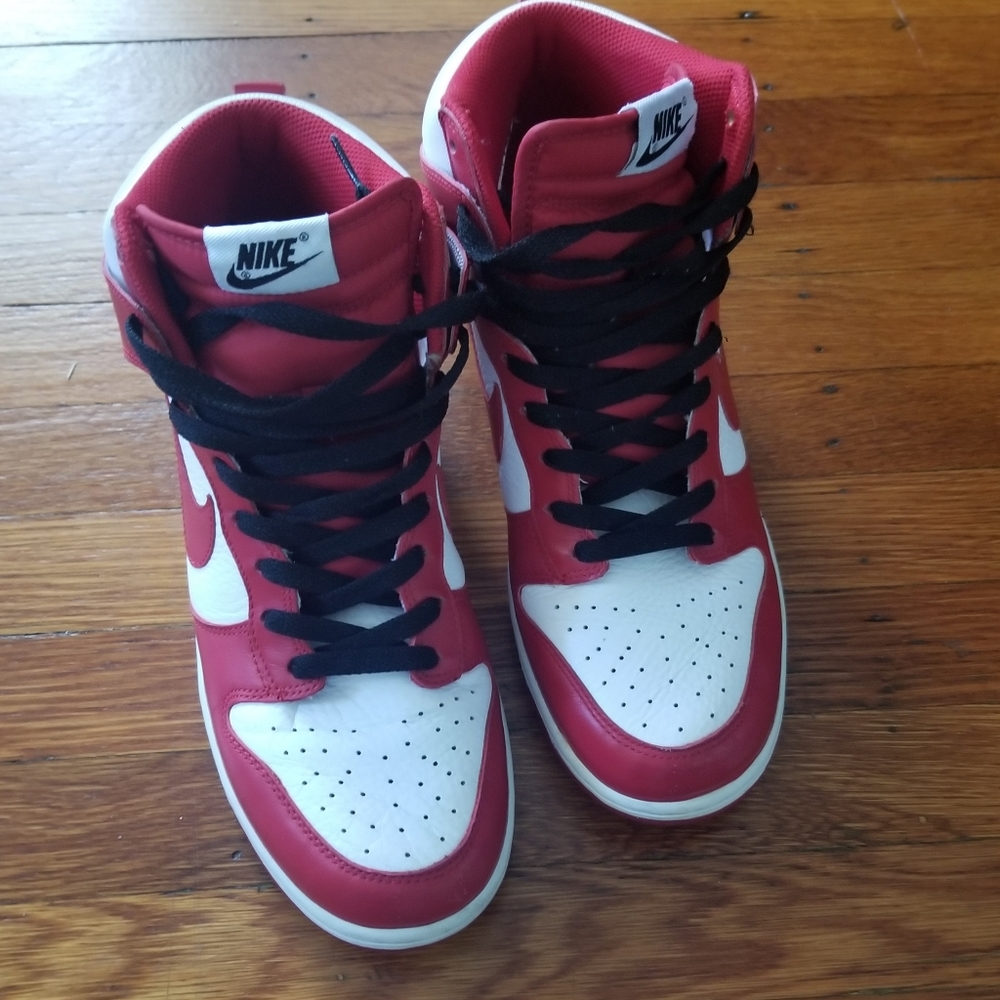 Nike Men's Dunk High White Varsity Red Size 10 - Picture 2 of 5